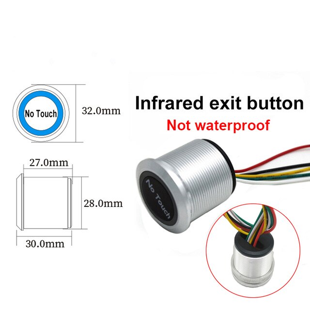 Waterdichte Contactloze No Touch Sensor Exit Schakelaar Inductie Type Release Exit Schakelaar Toegangscontrole DC12V/24V Met led: EI01A-Not waterproof