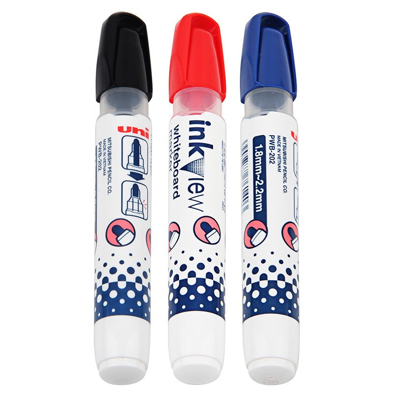 1 pçs japão whiteboard caneta uni PWB-202 fácil de limpar sem deixar marcas não-tóxico proteção ambiental segurança quadro branco caneta