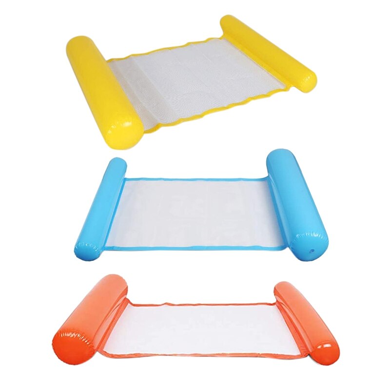 3 st uppblåsbar hopfällbar ryggstöd för dubbla användningsområden flytande raddränering uppströms flytande säng med uppblåsbar hängmatta leksak: Default Title