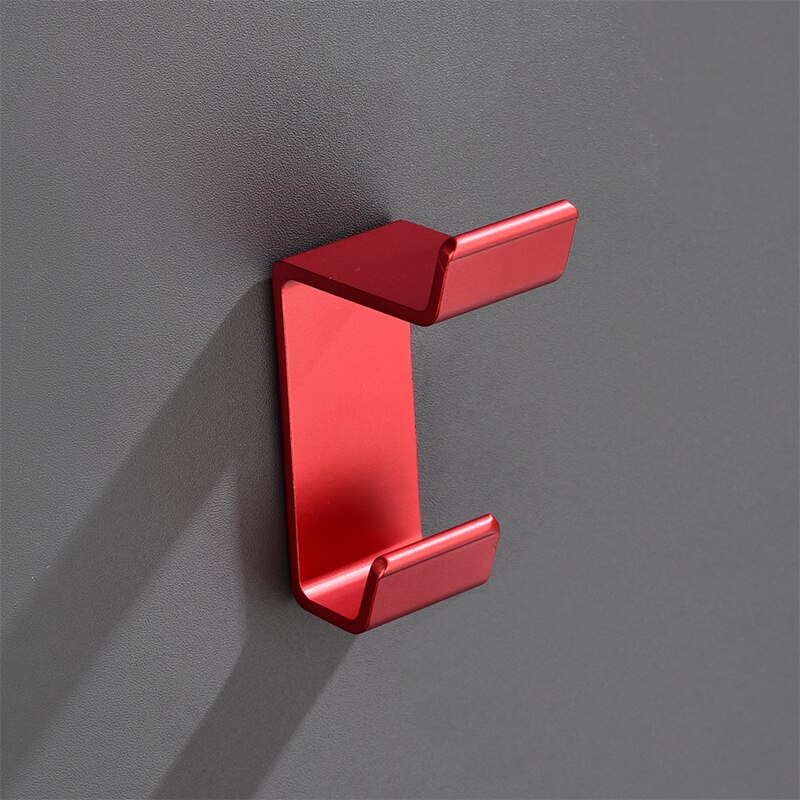 Aluminium Badezimmer Zubehör Sets 3M Band Wc Pinsel Halter Keramik Wc Rollen Papier Halter Rot Robe Haken Handtuch Halter: Robe Hook