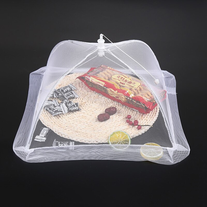 White Folding Food Mesh Cover Tent Breathable Insect-proof Cover Home Dining Table Kitchen Counter Meal Vegetable Fruit Umbrella