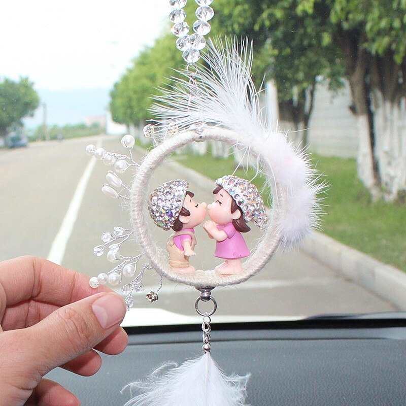 Suspension de baiser pour enfant | Pendentif de voiture, ornements mignons de dessin animé pour rétroviseur, tentures de rétroviseur, garniture pendante, de décoration intérieure d'automobiles