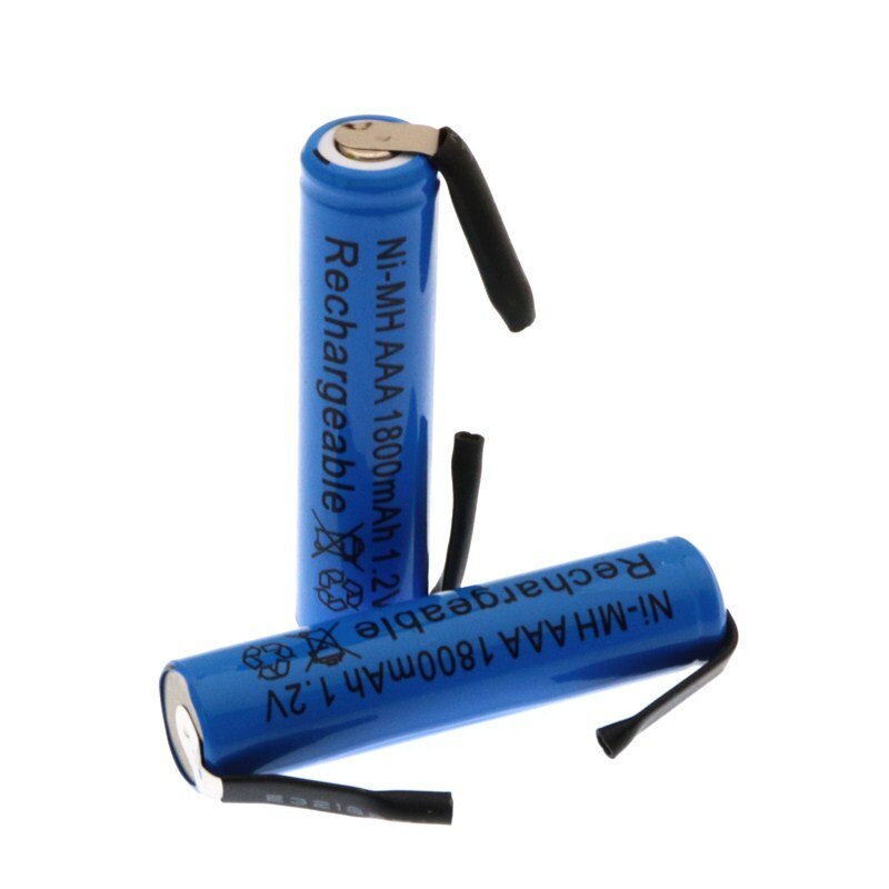 1.2V AAA rechargeable battery 1800mah AAA ni-mh cell with welding tabs pins flat top for toys cordless phone + DIY nickel