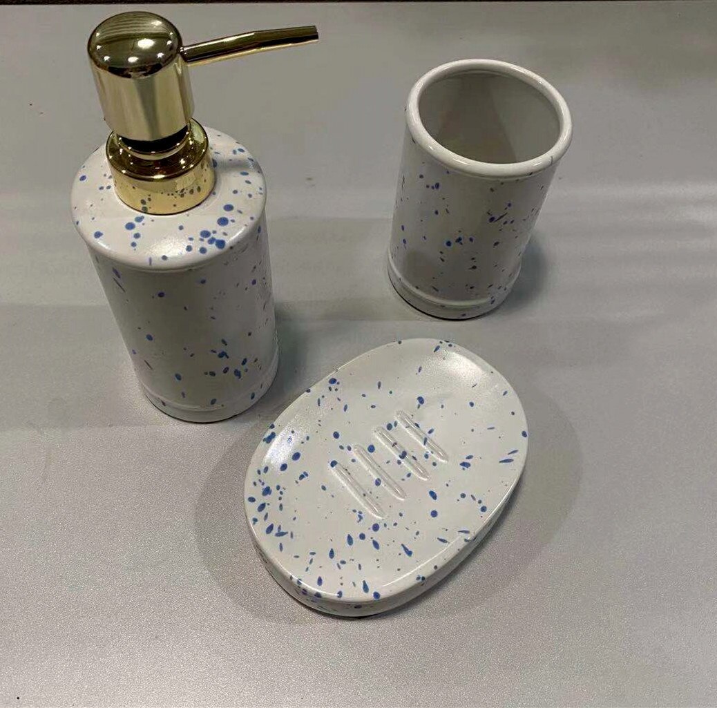 Bathroom Set, Sanitary Ware Set, Ceramic Lotion Hand Sanitizer, Bottled Mouthwash Cup, Soap Dish Three-piece Set