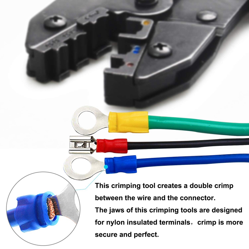 Crimp Spade Terminal Assorted Electrical Wire Cable Connector Kit Crimp Spade Insulated Ring Fork Spade Butt Set