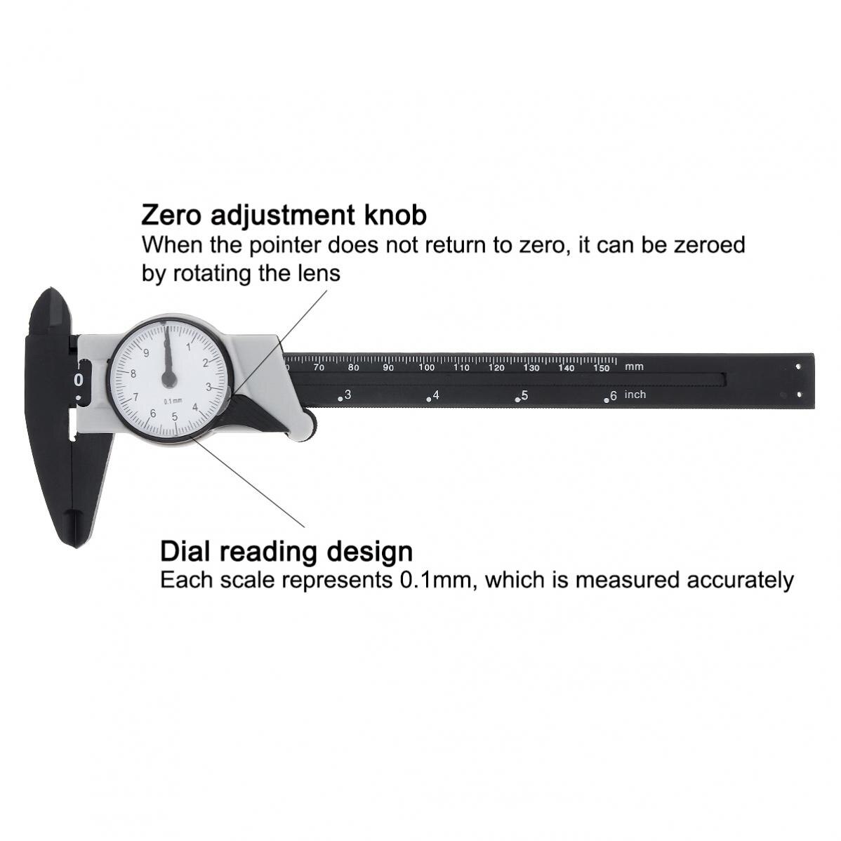 150mm Dial Caliper Vernier Caliper with Dial Indicator Stainless/Carbon Steel Gauge Measuring Tool Micrometer