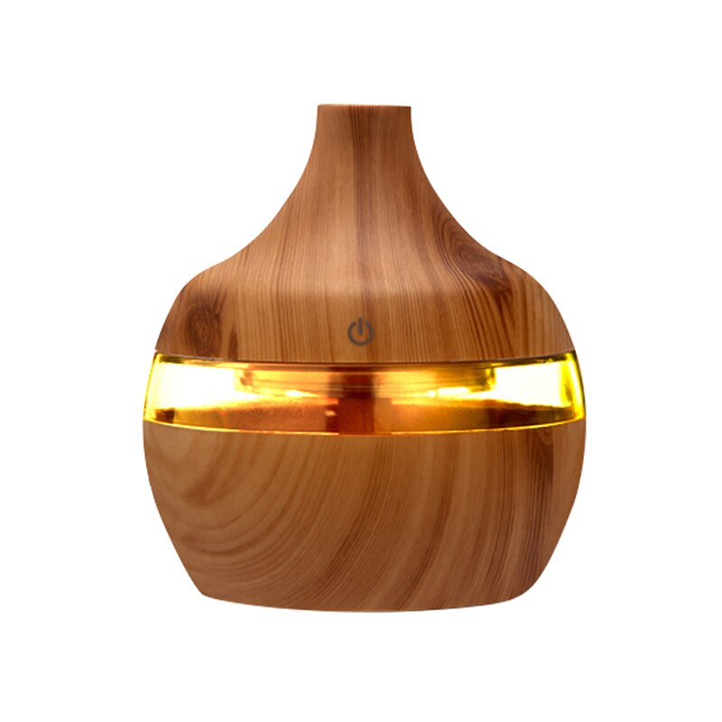 300Ml Usb Elektrische Aroma Air Diffuser Hout Ultrasone Luchtbevochtiger Essentiële Olie Aromatherapie Cool Mist Maker Voor Thuis Auto: Geel