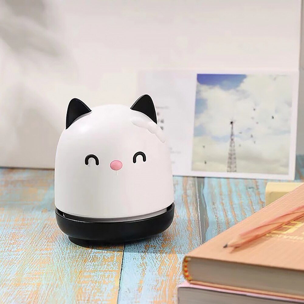 Desktop Vacuum Cleaner Meow Cute Cat Shape USB Interface Rechargeable Mini Dust Cleaner White With 720mah Battery Office Home