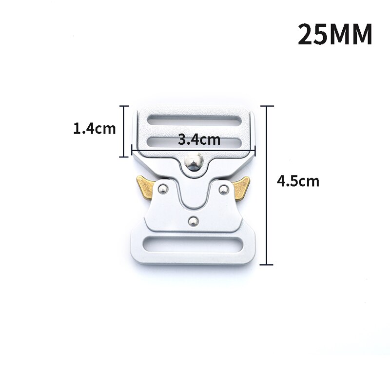 26/33/38/45mm Quick Side Release Metal Strap Buckles Webbing Bags Luggage DIY Luggage Clothes Clip Buckles Quick Release Buckle: Silver-25mm