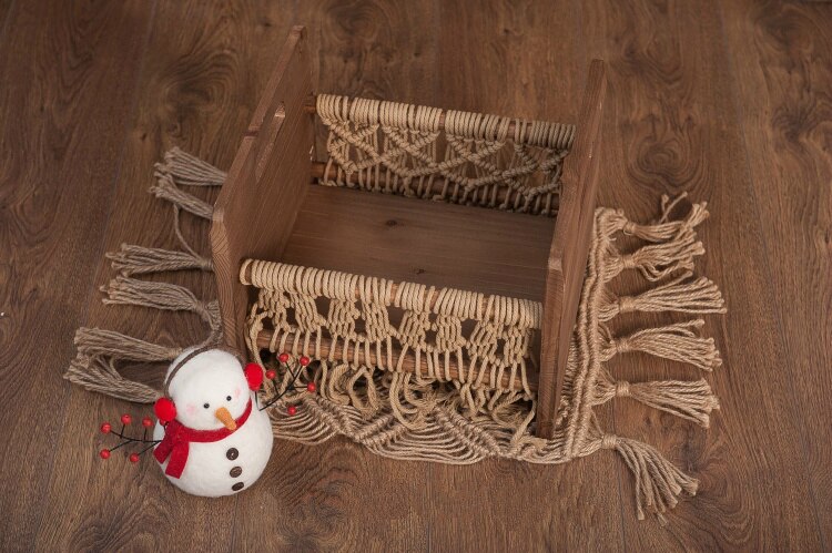 Cama de bebé para fotografía, cuna de bebé en forma de corazón, contenedor de madera para estudio fotográfico, utilería para posar