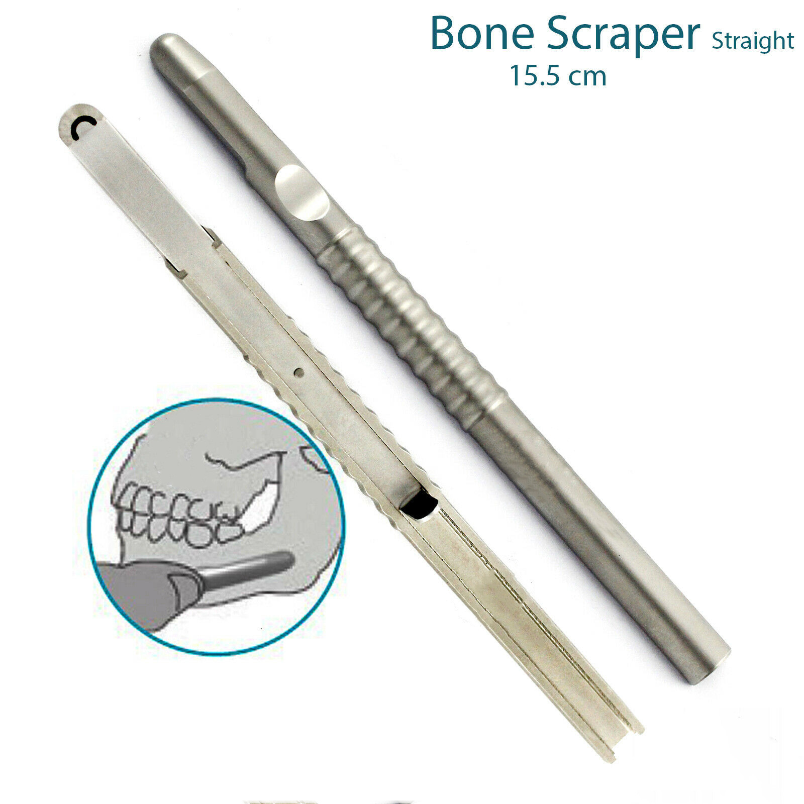 thumbnail image 2 of Dental Bone Scraper – Curved Implant Harvester Collector W/ Blade, Medentra 2 of 6