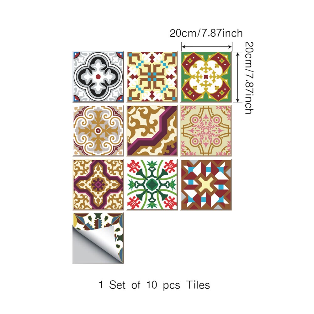10 sztuk retro płytka PVC naklejki samoprzylepne wzór klasyczny płytki Sztuka przekątna 3D naklejki podłogowe akcesoria dekoracyjne: I