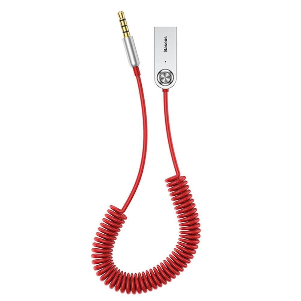 Baseus AUX Bluetooth-compatible Adapter Car 3.5mm Jack Dongle Cable Handfree Car Kit Audio Transmitter Auto Receiver: Red