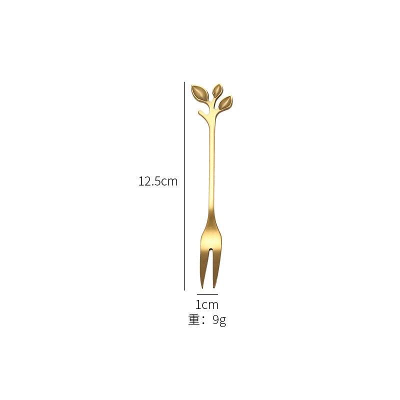 1/5pIeces Rosegold FruitFork Cake Knife 304 Stainless Steel Dessert Fork Cake Knife Tableware Accessories For Chistmas: Goldfork 1pcs