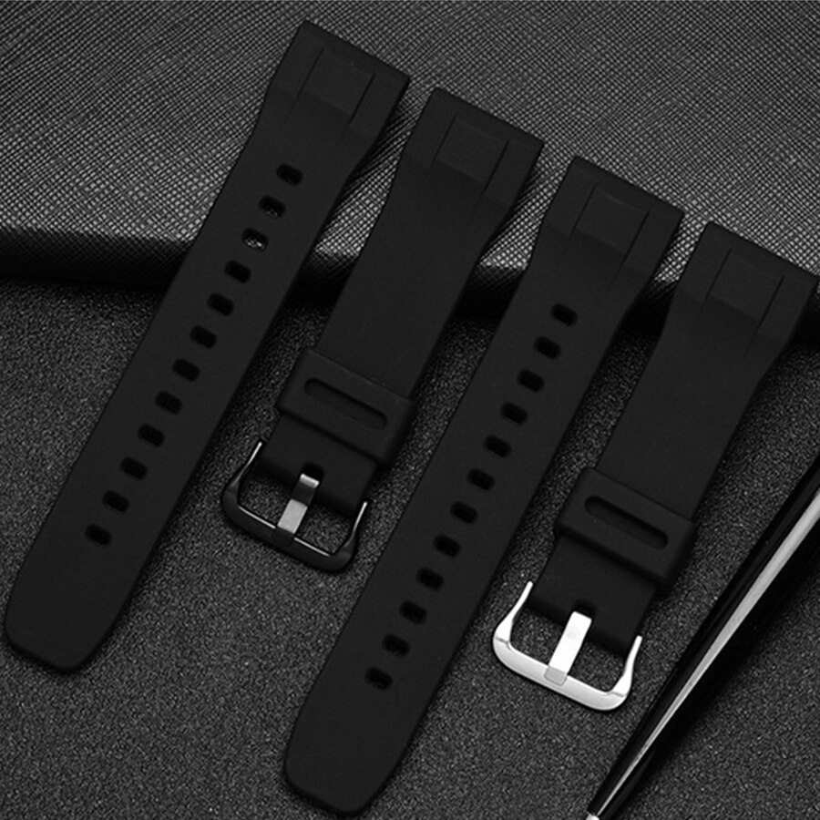 24mm Black Rubber Watch Strap for Casio PRG-600/600Y Wachband PRW-6600 Watch band 24mm Casio Belt Uhrenarmband Waterproof