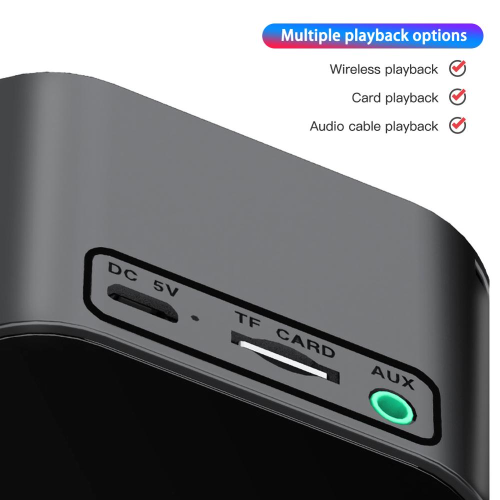 Led väckarklocka med fm radio trådlös bluetooth högtalare spegel display stöd subwoofer musik snooze bordsklocka