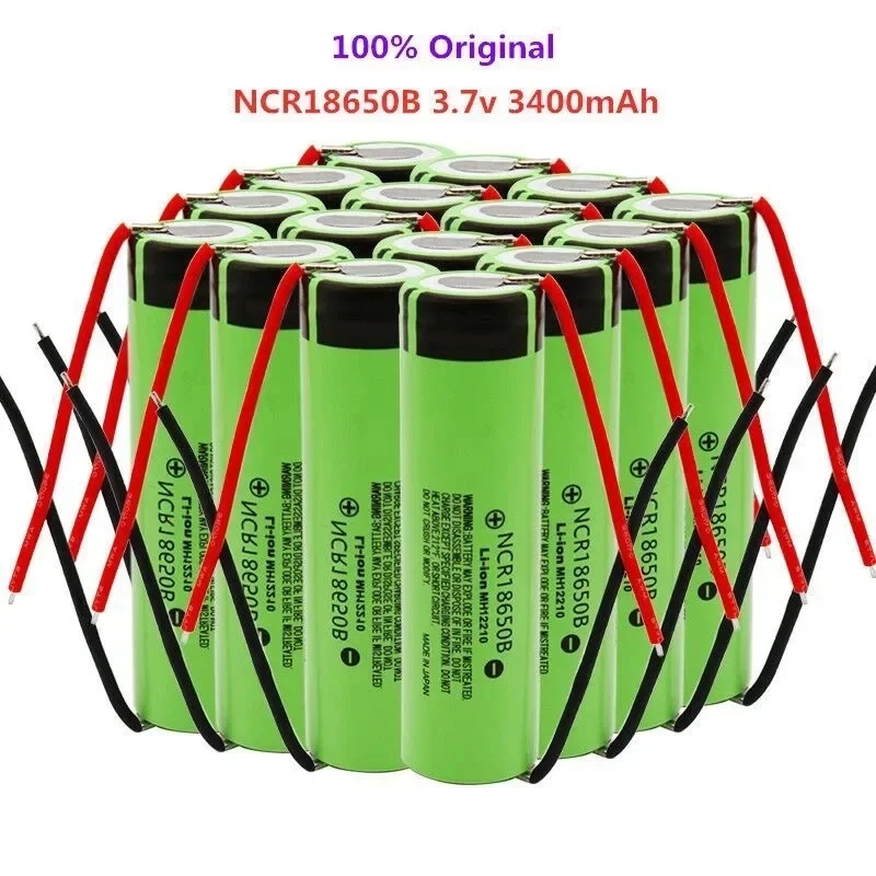18650 battery 34B 3.7v 3400mAh ncr18650 rechargeable lithium battery 18650 battery DIY cable
