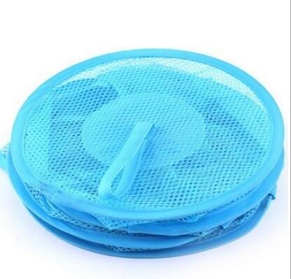 Household Breathable Hanging Bag Toy Storage Hanging Basket Mesh Hanging Cage Folding Three-layer Underwear Drying Basket: Blue