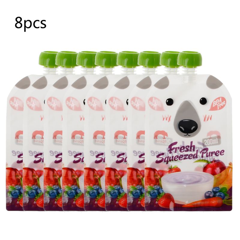 8Pcs Hersluitbare Vers Geperst Zakjes Praktische Baby Spenen Voedsel Puree Herbruikbare Squeeze Voor Pasgeboren 770B