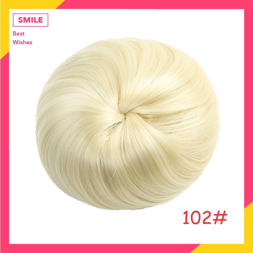 HUAYA Synthetic Straight Bun Hair Chignon Donut Roller Elastic Drawstring Hair Extensions Bun Heat Resistant Fiber Hairpieces: 102