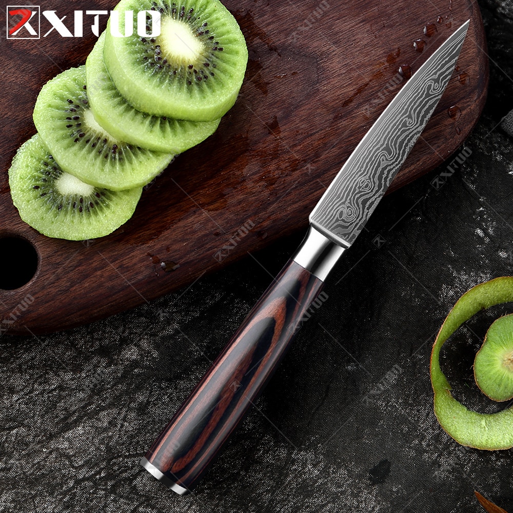 Xituo rustfrit stål køkkenknive sæt japansk kokkniv damaskus stål mønster nytte paring santoku skive kniv sundhed