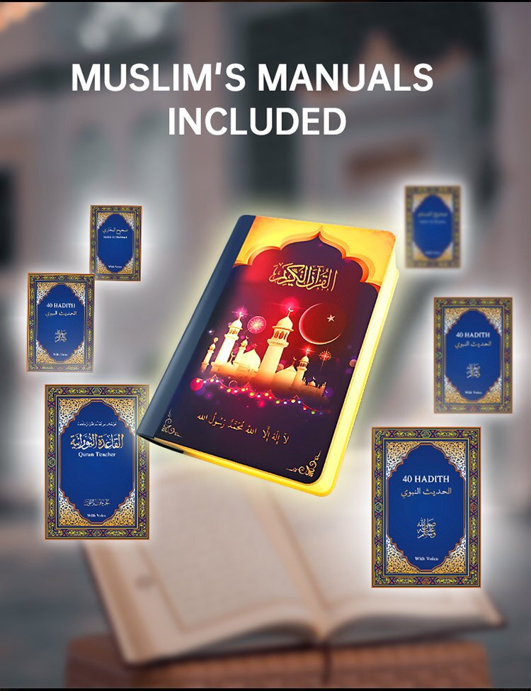 Equantu Islam Al Quran Mp3 Speler Koran Boek Lamp Nachtlampje Digitale Koran Speaker Heilige Koran Muziekspeler
