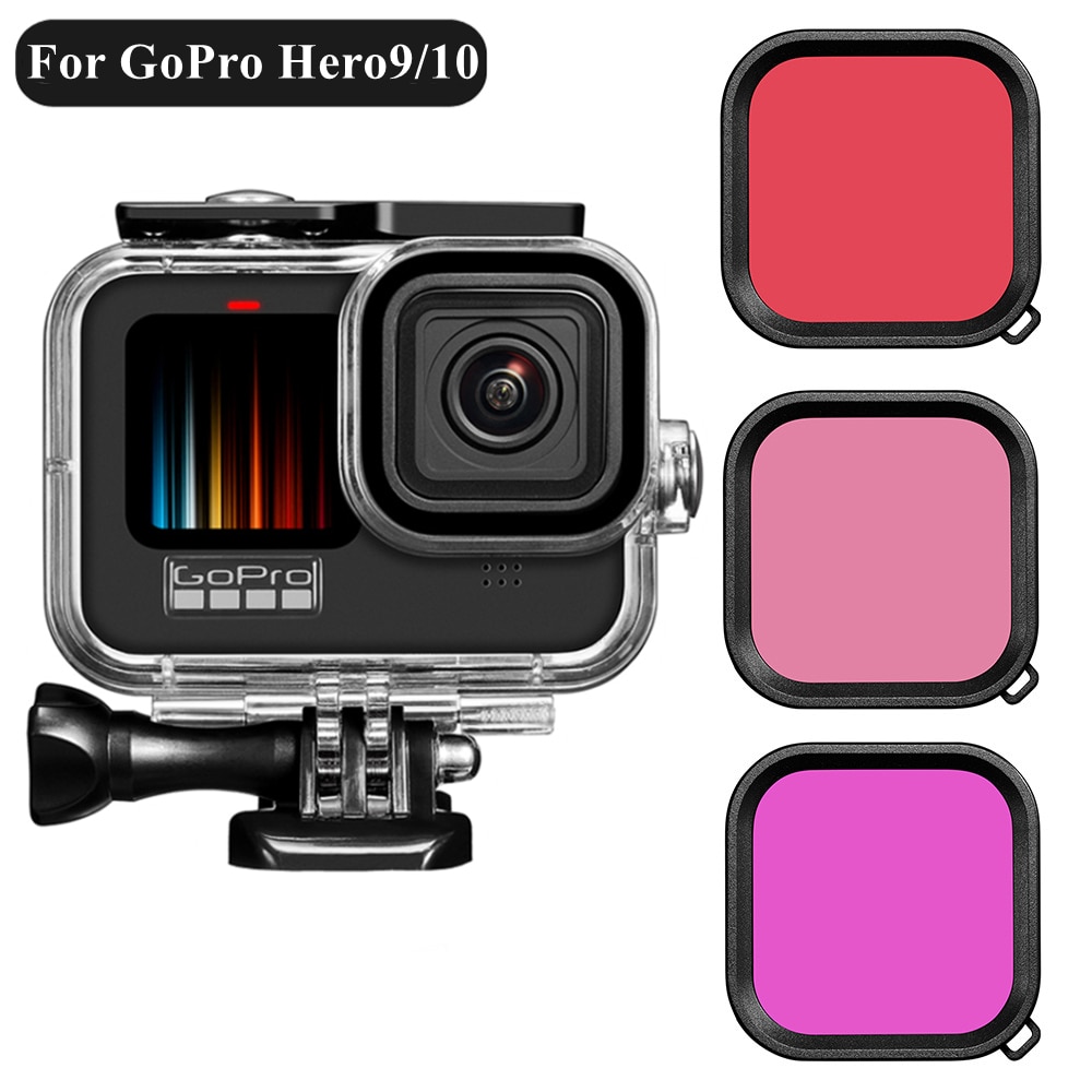 Til gopro hero 10 9 sort etui vandtæt 60m hus dykning beskyttende undervands dykkercover til go pro 9 10 gopro 9 tilbehør
