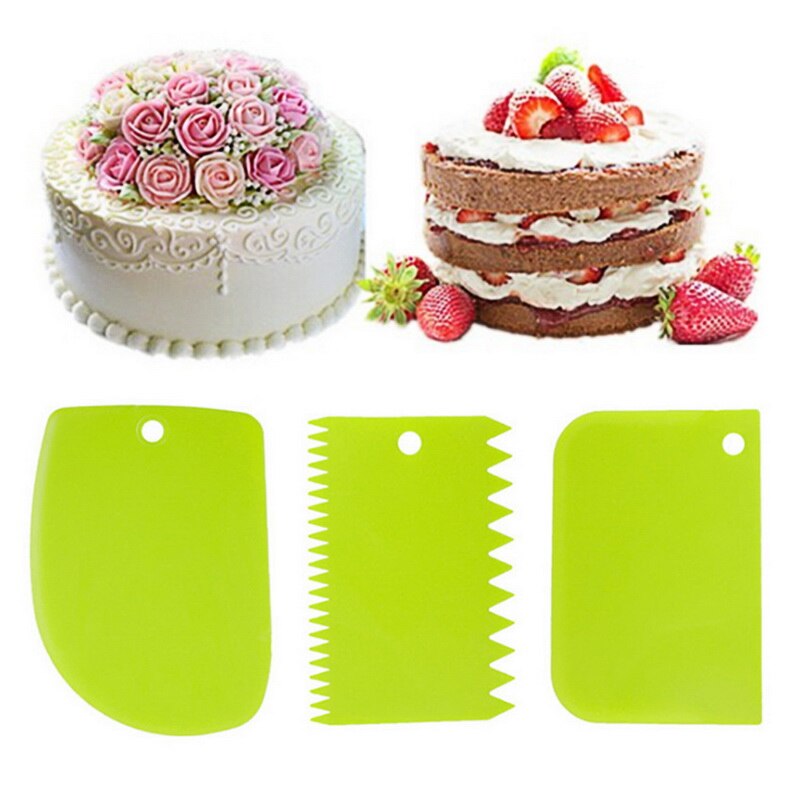 3Pcs Deeg Cake Cutter Slicer Spatel Voor Cake Schraper Pasteuze Cutters Schraper Onregelmatige Tanden Rand Diy Soepeler