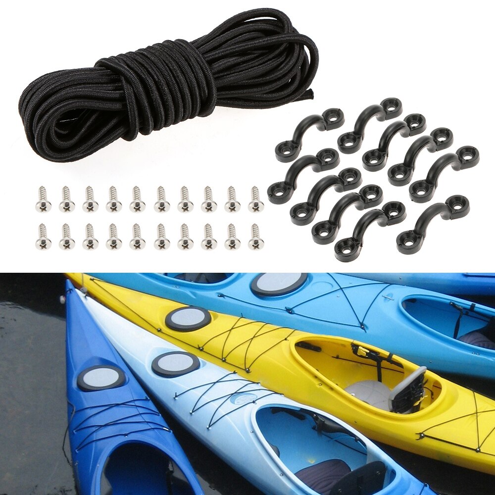 Nylon bungee däck öglor knyta ner dyna ögon skruvar kit med 5 meter 5mm elastiskt bungee lina rep för båt kajak däck rigg kit