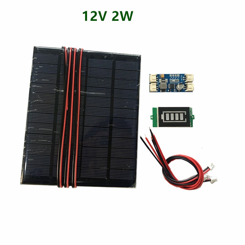 6V 3W Solar panel with Solar min battery charger with battery display DIY KIT PH 2.0 Cable