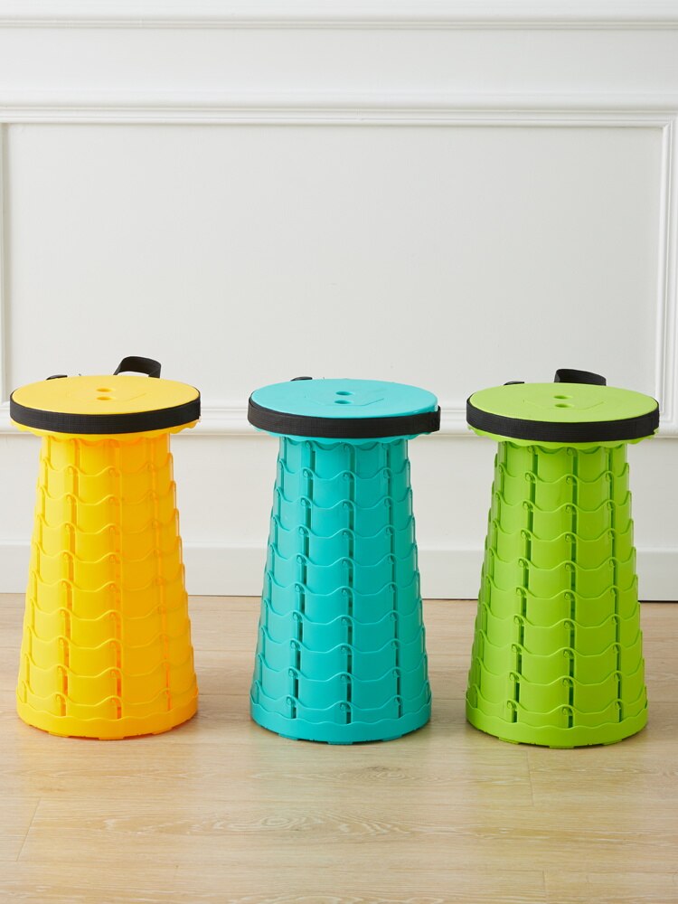 Silla plegable telescópica portátil para exteriores, taburete de plástico ajustable en altura, asiento pequeño para acampar, pescar y salir