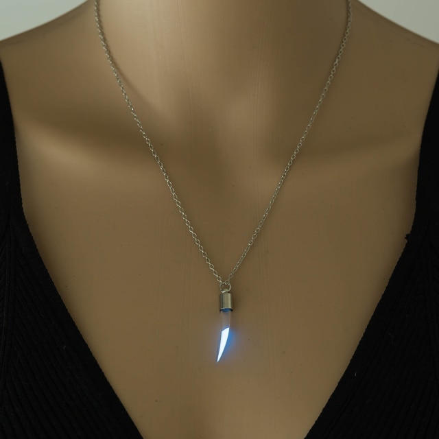 Lichtgevende Metalen Tand Hanger Handgemaakte Hanger Kettingen voor Vrouwen Mannen Gloeiende Classic Ketting Sieraden: Blue