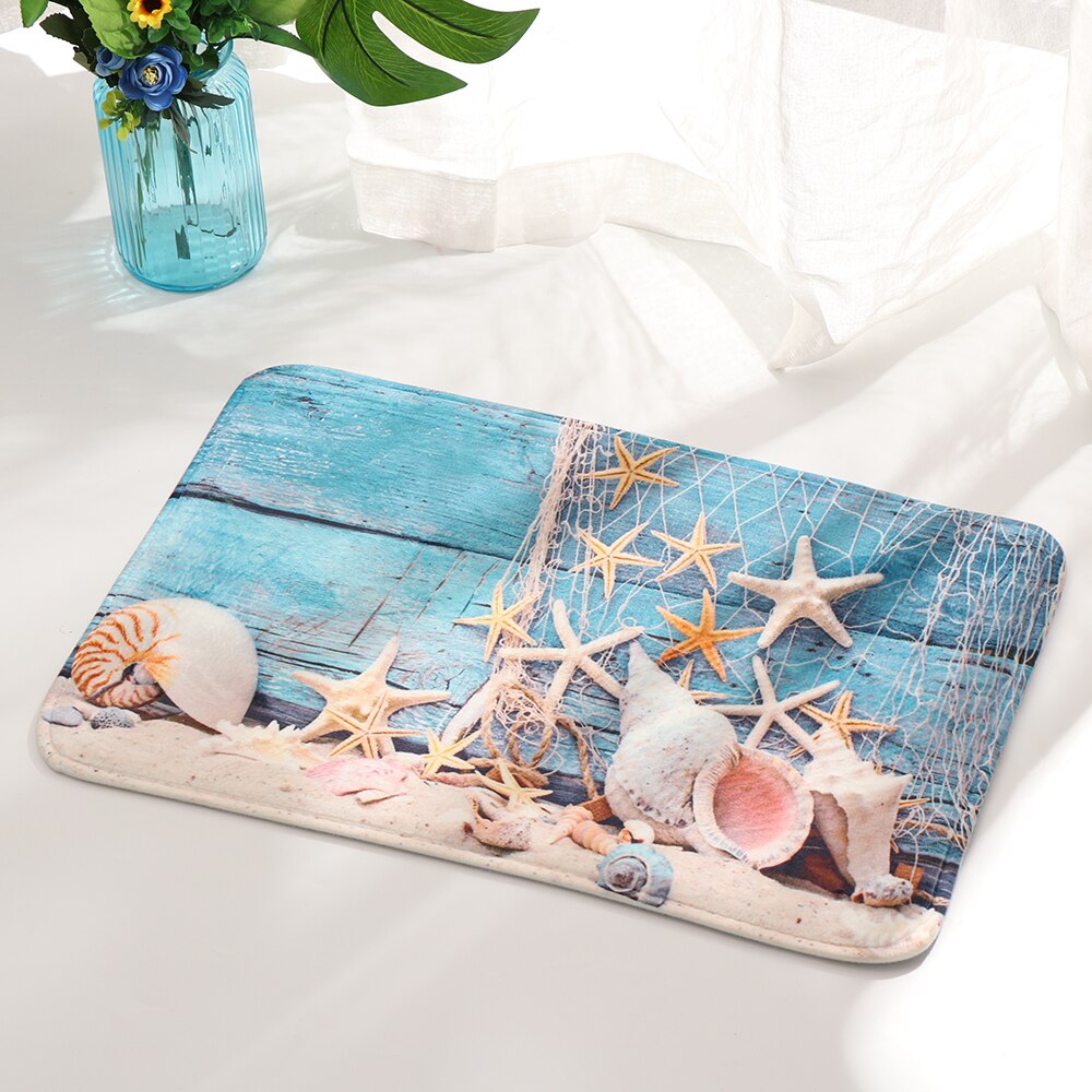 Alfombra de baño de impresión de estilo marino Felpudo de playa estrella de mar estera de suelo alfombra de dormitorio antideslizante alfombra de Tatami suave decoración de casa