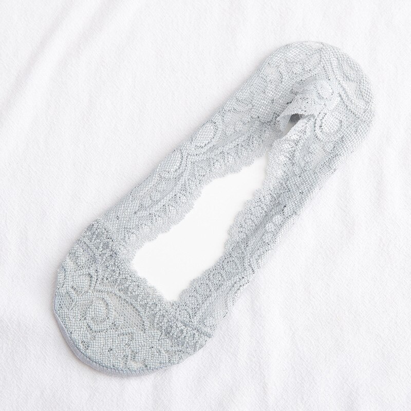 Silicone Shallow Women Socks Lace Slipper Ankle Socks Invisible Seamless Low Cut Boat Socks For Female Ladies Casual Calcetines: 01