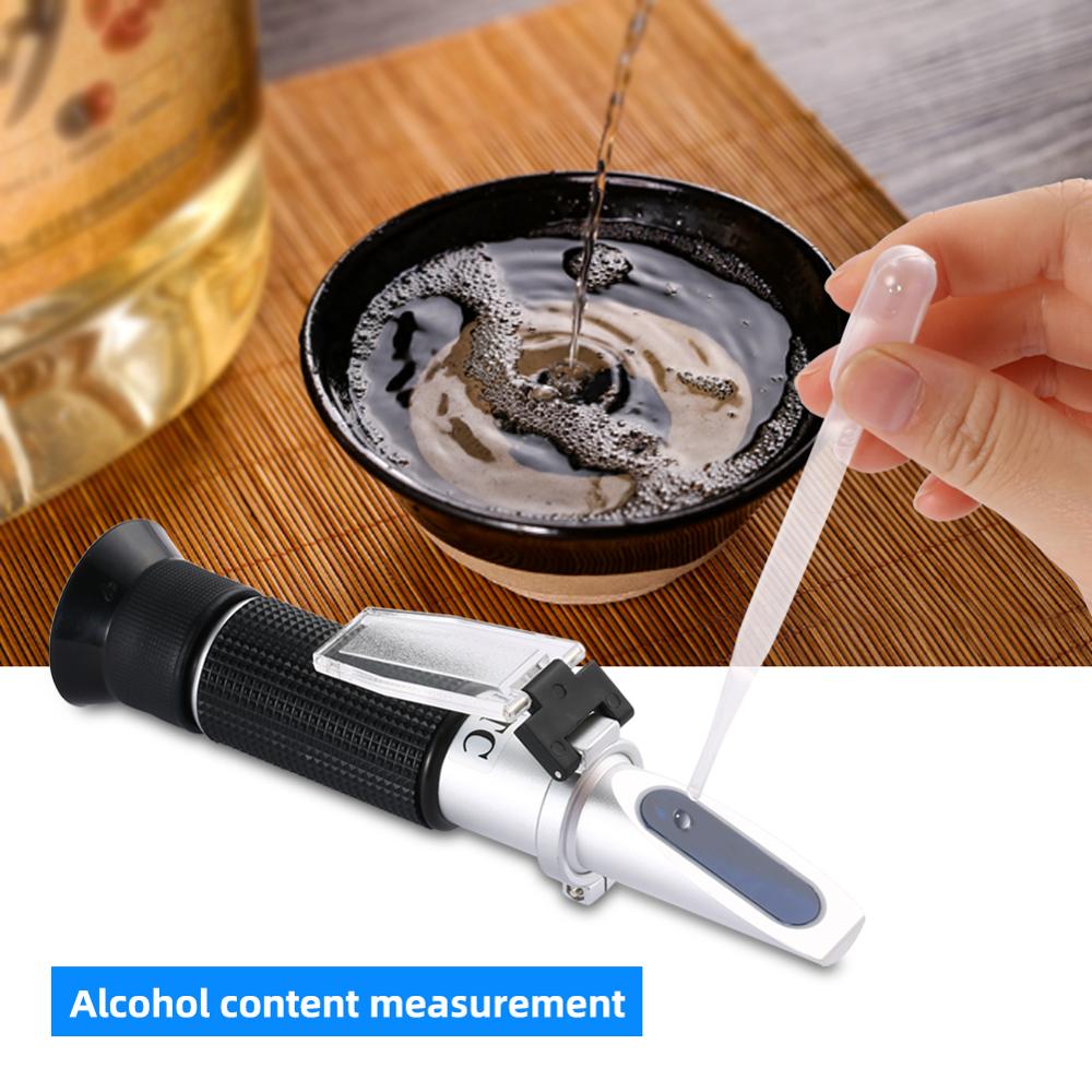 yieryi Portable Refractometer For Liquor Alcohol Content Tester 0-80% V/V ATC Refractometer With The Retail Box