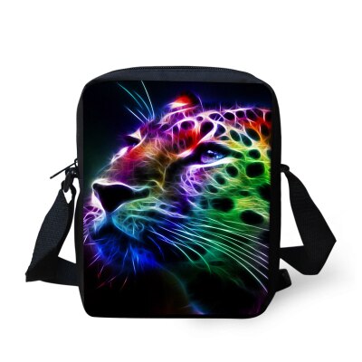 Men Messenger Bag 3D Animal Leopard Head Mini Crossbody Bag Kids Travel Bags Boys Children Small Handbag Mochila Bolsas: C3962E