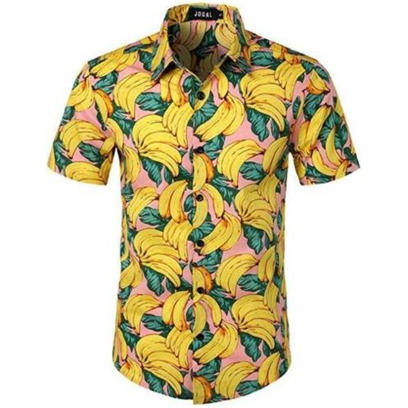 Mannen Hawaiian Shirts Zomer Bloemen Gedrukt Beach Korte Mouw Kamp Casual Shirt Tops Blouse