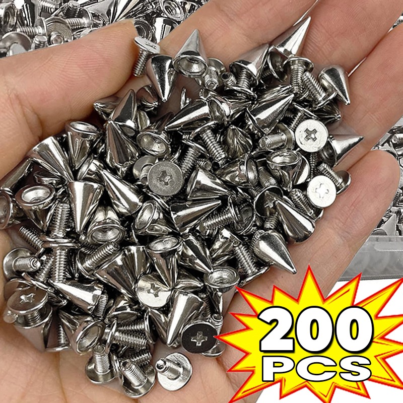 Metal Round Cone Rivets for DIY Leather Silver Cone Studs and Spikes Garment Rivet Screwback Nail Clothing Accessories