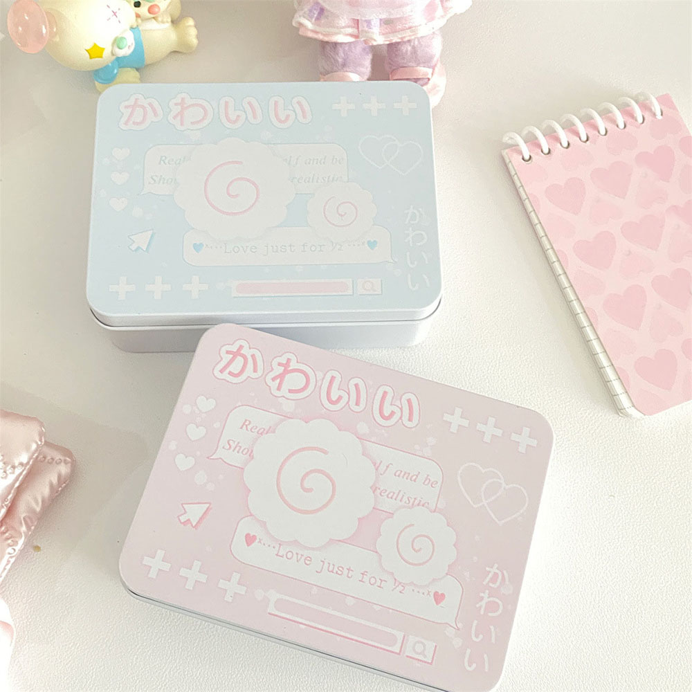 Ins Koreaanse Rechthoekige Blikken Doos Creatieve Mini-Kaart Opbergdoos Verpakking Blikken Doos Haarspeld Sieraden Kleine Blikken Doos Decoratie