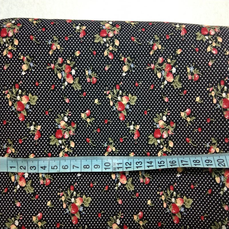 Romantique 3 couleurs petit rouge fleur & fraise Dot imprimé coton popeline tissu 50x145 cm pour bricolage couture