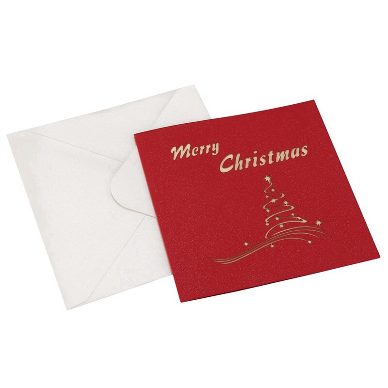 2 Pcs 3D -Up Christmas Tree Greeting Cards Cards Souvenirs Postcards, 15 X15Cm & 10 X 15Cm