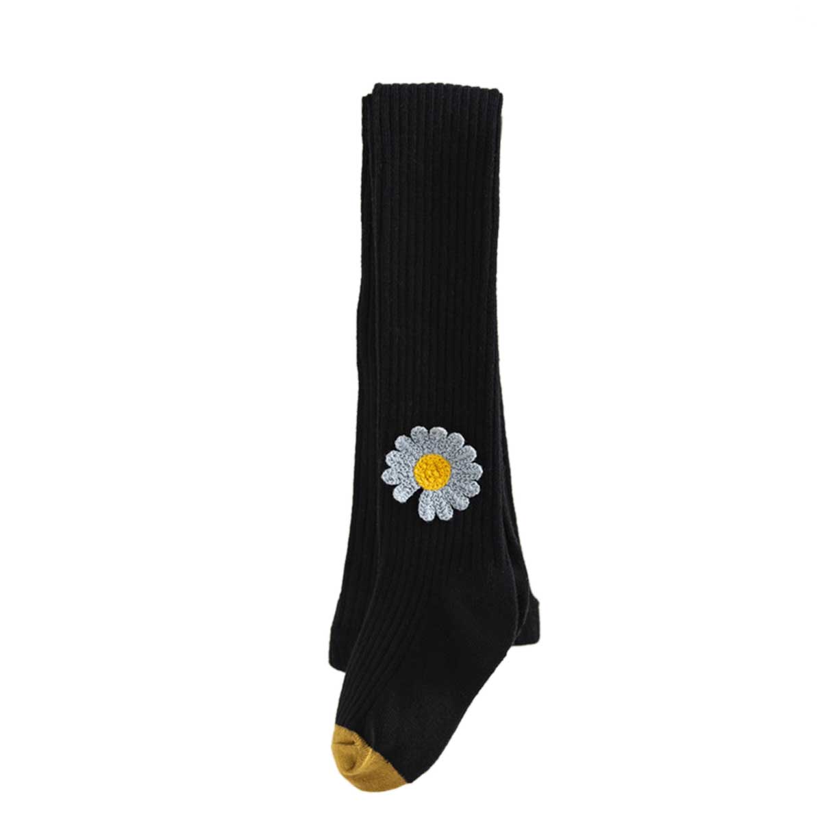Baby Meisjes Knit Panty Winter Zacht Katoen Stretch Warm Leggings Peuter Warm Kousen Broek Daisy Bloem Panty: Black / 1-2T