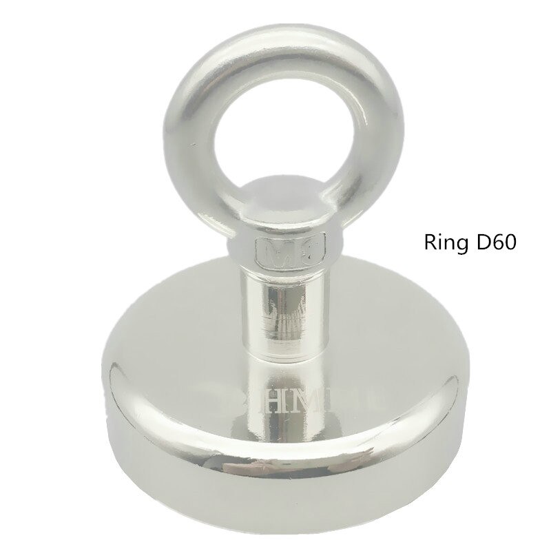 Fiskemagneter dia . 48 60 75mm lyftande neodymmagnet med nylonrep 60-150kg som drar perfekt för bärgning eller magnetfiske: Ring  d60 no rep