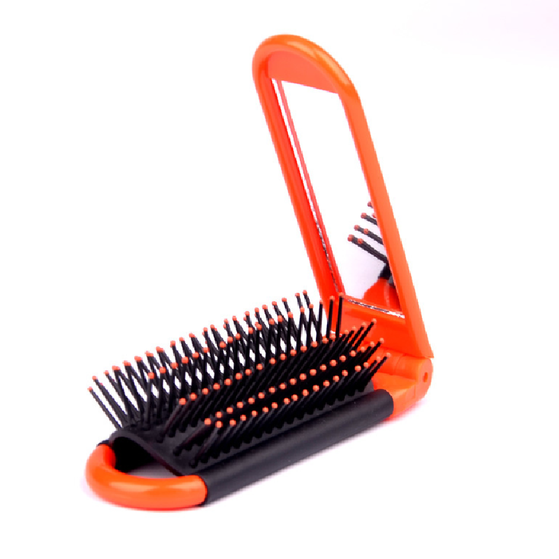 Cepillo de pelo plegable portátil con espejo, peine de viaje compacto, monedero de tamaño bolsillo, nueva , 1 unidad