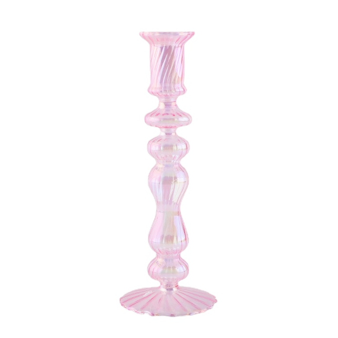 Floriddle Retro Candlesticks Taper Candle Holders Tall Candlesticks Decoration Party Glass Vase Home Decor Wedding Decoration: Burgundy