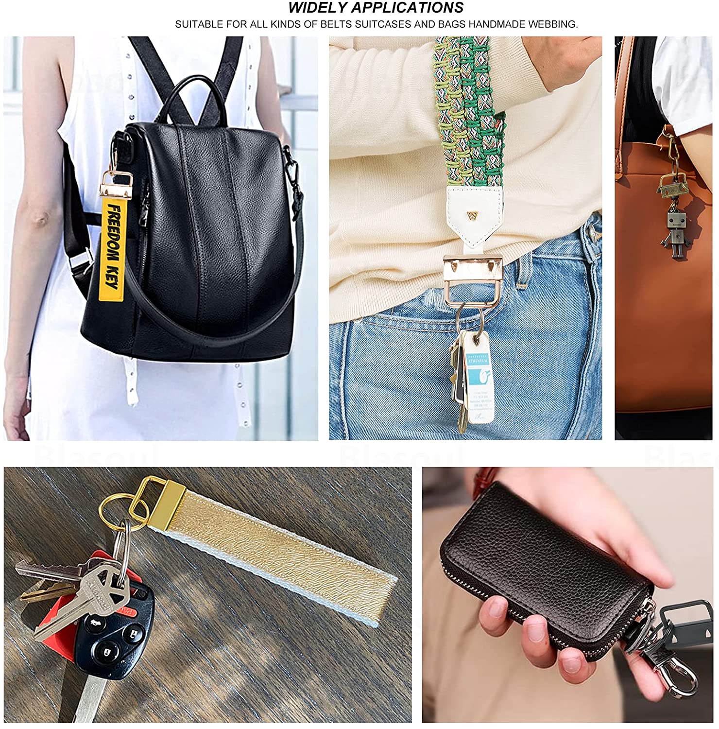5 pces 1 polegada chave fob chaveiro ferragem para braçadeira de pulso saco telefone celular carteira docorate chave cordão fácil fazer instalar 2.5cm