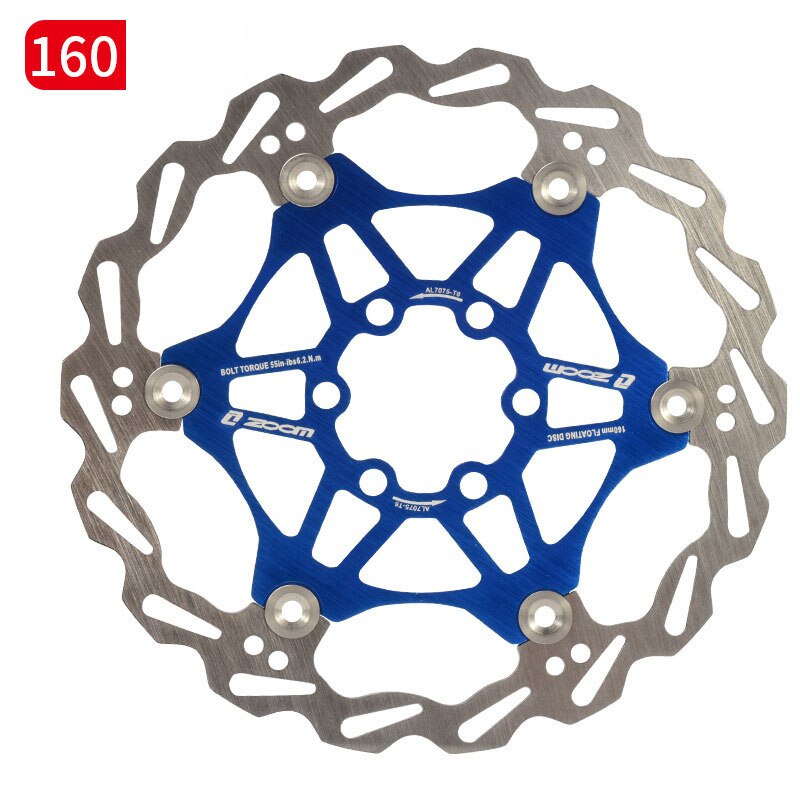 Zoom Bicycle Disc Brake MTB Brake Float Floating Disc Rotors 160mm 180mm 203mm Hydraulic Brake Pads Float Rotors Bicycle Parts: blue 160mm