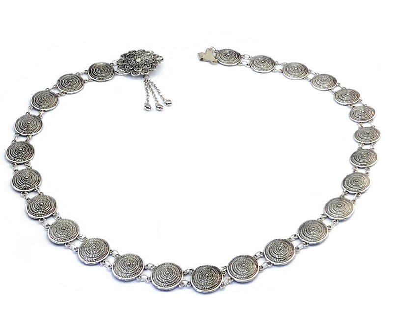 Cinturón Medieval de Metal con hebilla para mujer, accesorio de disfraz, faja tallada Retro Punk, decoración de cintura antigua para adulto