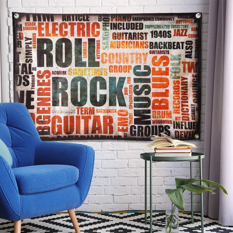 Rock Retro English Flag Banner Music Rock Band Cartoon Home Decoration Wall Art 4 Gromments in Corners 3*5FT 144cm*96cm: B / 3 x 5FT (96 x 144cm)