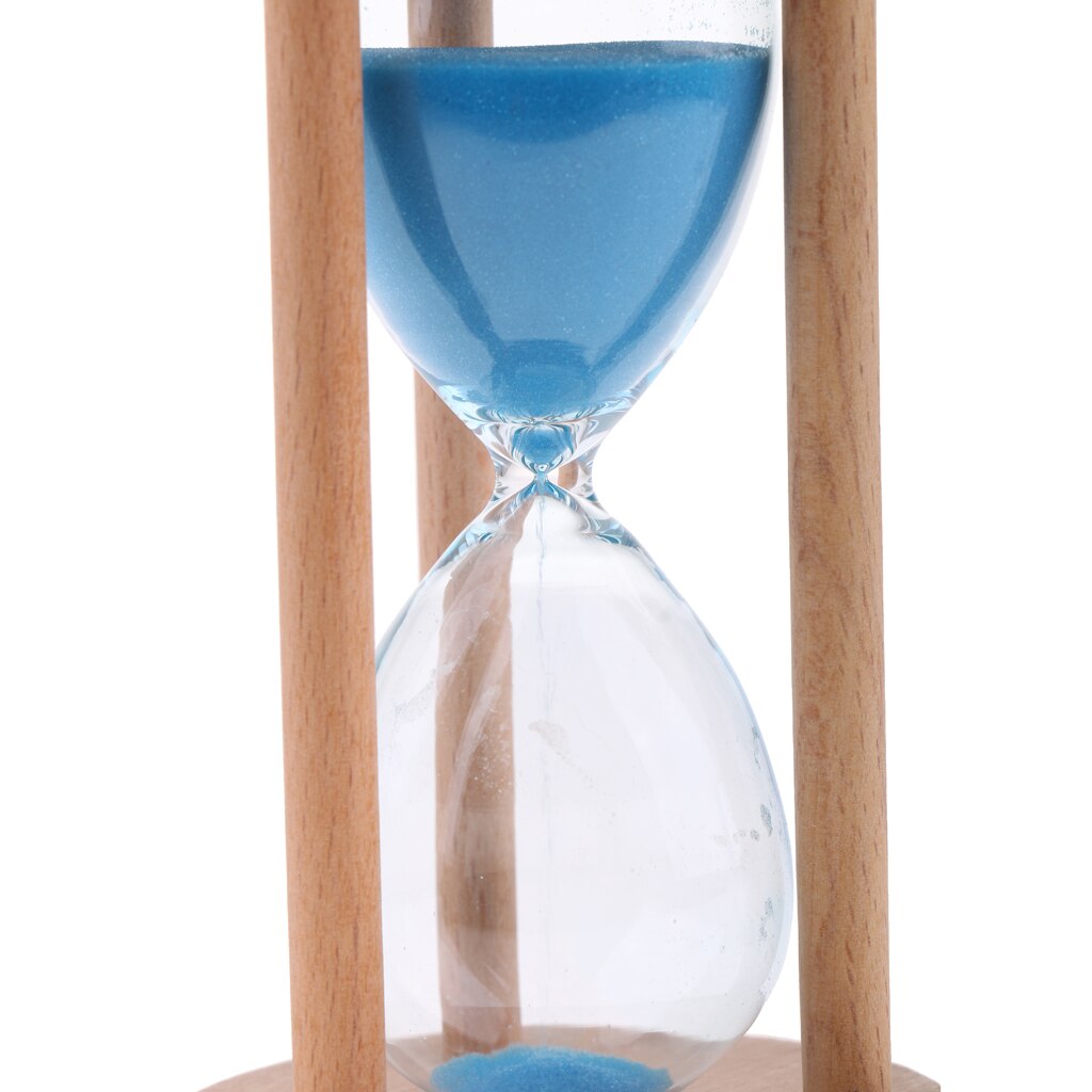 MagiDeal 30 Minutes Wooden Frame Sand Timer with Blue Sand Hourglass Home Decoration